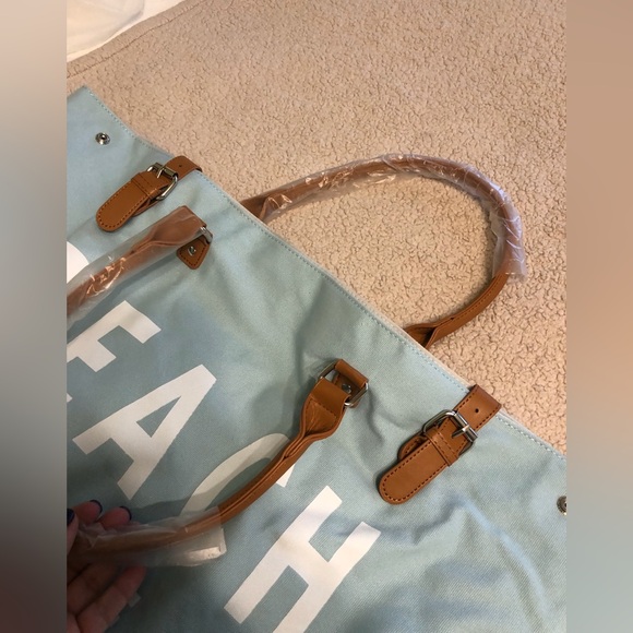 Brand New “Beach Please” Satchel Beach Bag - Picture 4 of 9